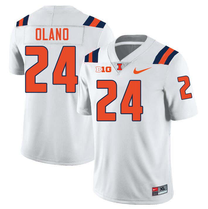 Men #24 David Olano Illinois Fighting Illini College Football Jerseys Stitched-White